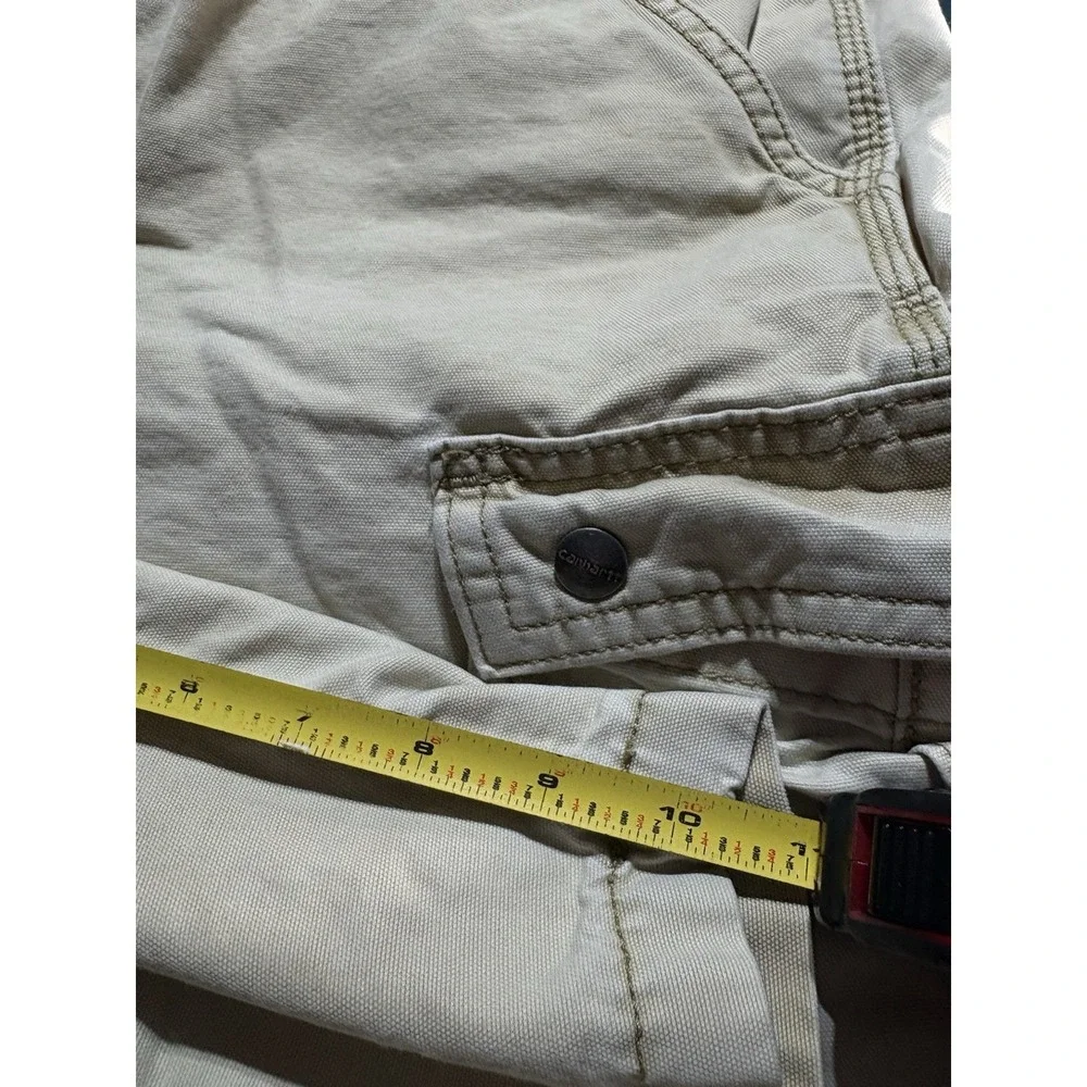 Carhartt Relaxed‎ Fit Cotton Canvas Cargo Shorts Mens 34 White Faded Pockets